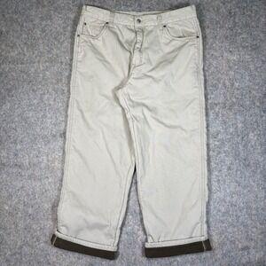 Smiths Workwear Mens Tan Fleece Lined Canvas Utility Pants Straight Leg 38x30